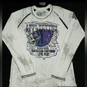 🔥Affliction "American Customs Roam" Distressed Raglan T🔥